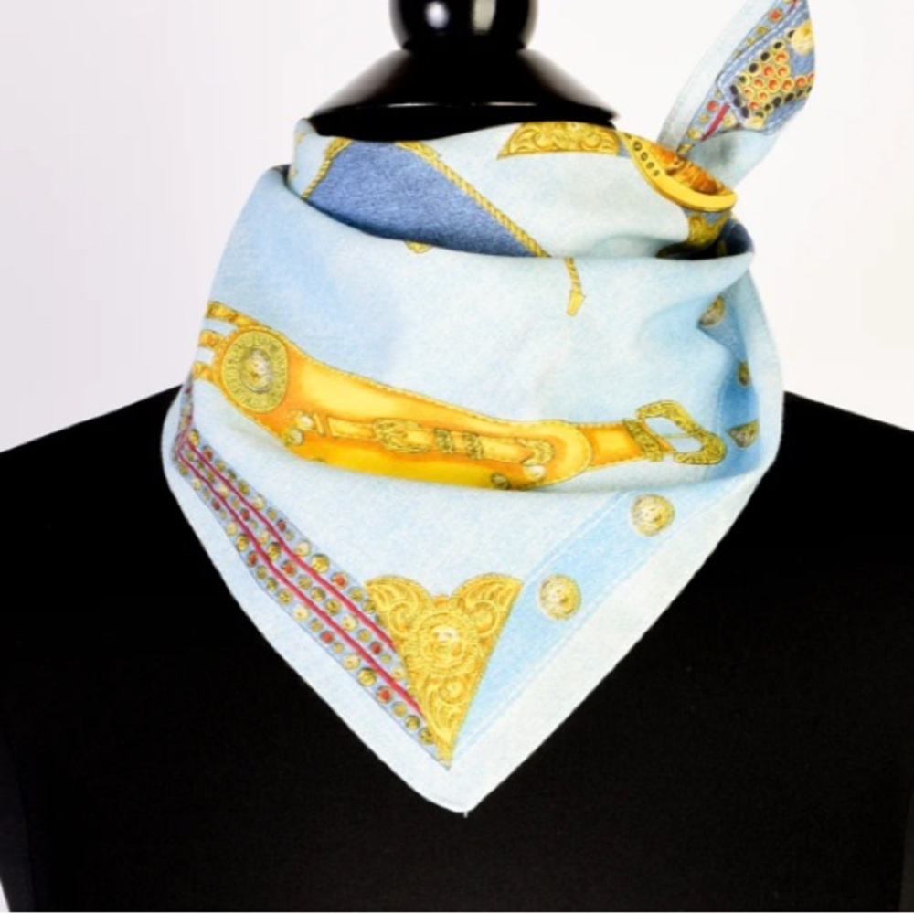 Versace Vintage Western Red Jeans / Blue Jeans Perfume Promotional Cotton Scarf